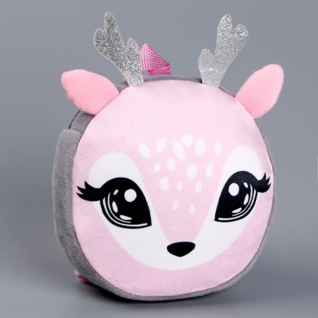 Baby plush backpack, round Olenenok, 18 × 18 cm-1