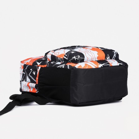 School backpack from textiles on lightning, 3 pockets, orange color/black-4