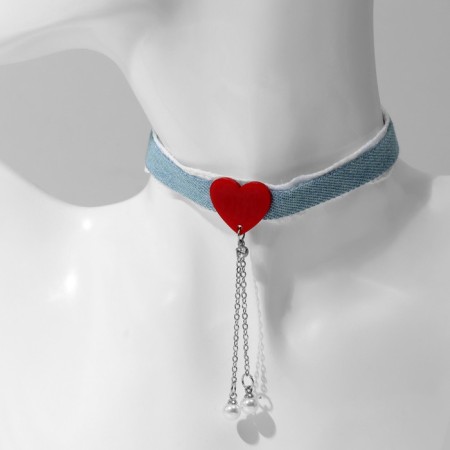 Choker "jeans" heart, color, 36 cm