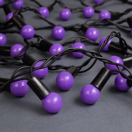 Garland “thread” 10 m with nozzles “balls 1.5 cm”, IP44, dark thread, 100 LED, purple purple, 8 modes, 220 V-1