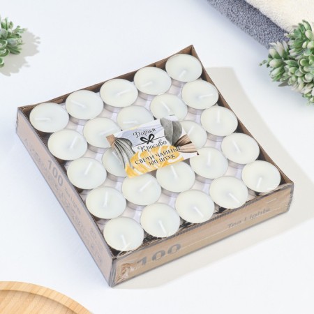 A set of tea candles, 100 pieces, white, "give beautifully"-3