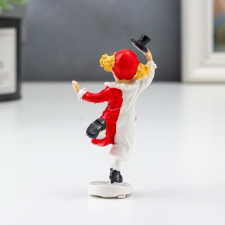 Polystone souvenir "Dancing clown with a cylinder" Red-white 8x3x4.5 cm-3