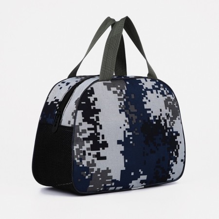 Cosmetic bag with a grid, blue color