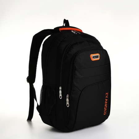 Youth backpack on a zipper, 4 pockets, black color/orange-2
