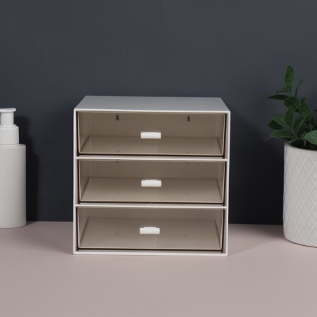 BASIC organizer for storage, multi -level, 3 sections, 15.4 × 14.6 × 16.7 cm, white/transparent color-3