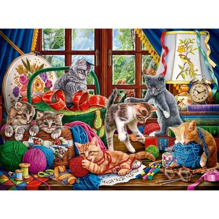 Canvas with paints 40 × 50 cm, according to the numbers "kittens and yarn"