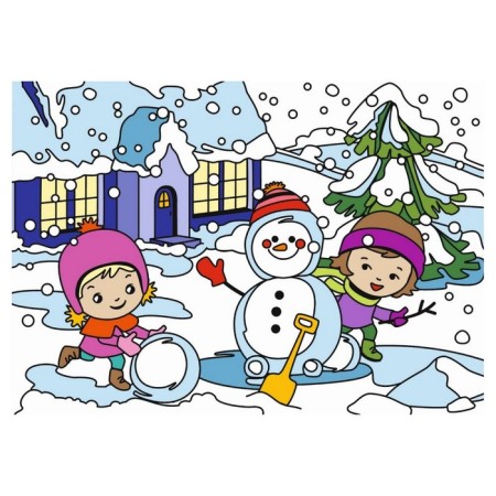 Picture on numbers children's “Snow Fun”, for babies, New Year's Episode