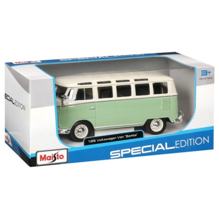 MASTO DIE-CAST Volkswagen Van Samba, opening doors, 1:25, green color-11