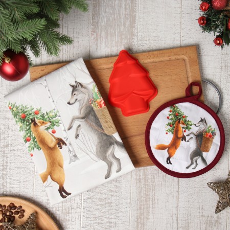 Set of Gift Ethel "Forest Beasts": a towel 40x70 cm, a baking form, a grasp