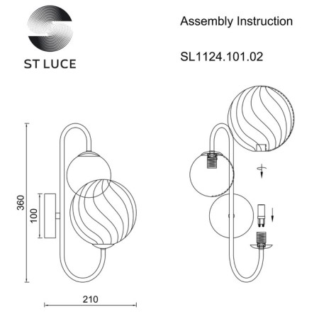Sconces st. SL1124.101.02. Vinetto. 2x5 watts, G9, 4000k, 19.5x36 cm, chromium color-12