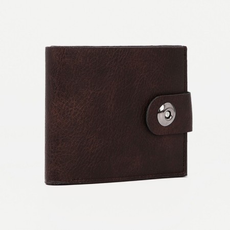 Male purse on a magnet, department for bills, for maps, for coins, brown color