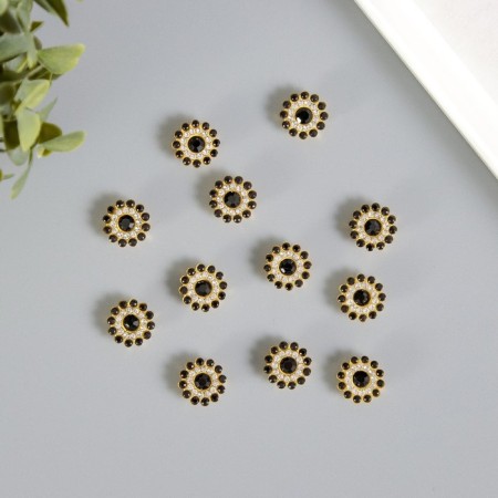 Decor for creativity Plastic "Black Sun Flower" set 12 pcs 1.4x1.4 cm-2