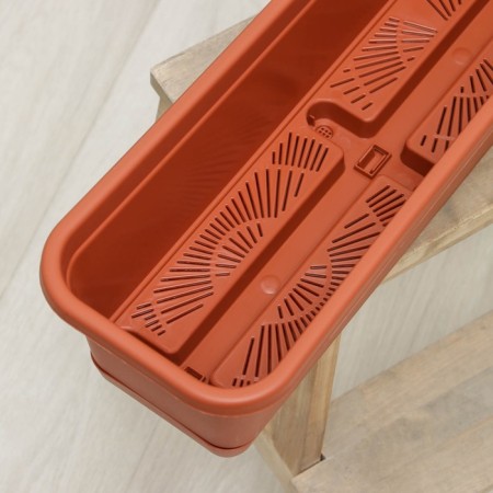 Balcony box with pallet, 80 cm, terracotta color-4