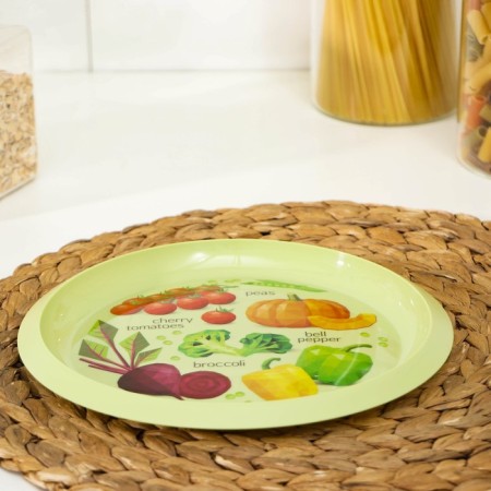Plate flat, d = 21.5 cm, light green color-1