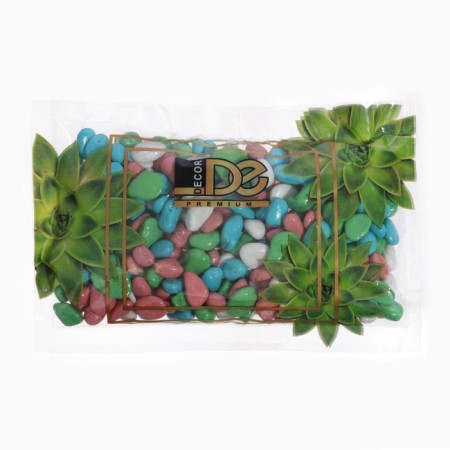 Soil for the aquarium (5-10 mm), light-white-turquoise-pink, 350 g-1
