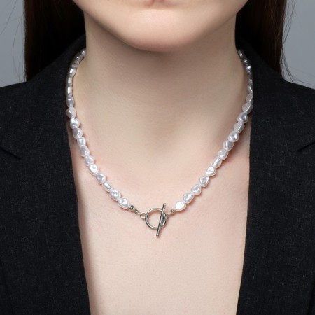 The necklace "Pearl beads" ball No. 6, color white, l = 40 cm-3