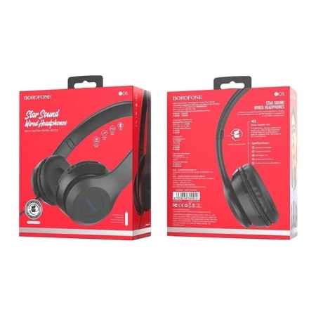 Headphones Borofone Bo5 Star Sound, invoices, microphone, jack 3.5 mm, cable 1.2 m, black-4