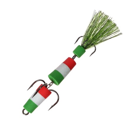 Bait jig flag No. 11, 9 cm, green-white-red