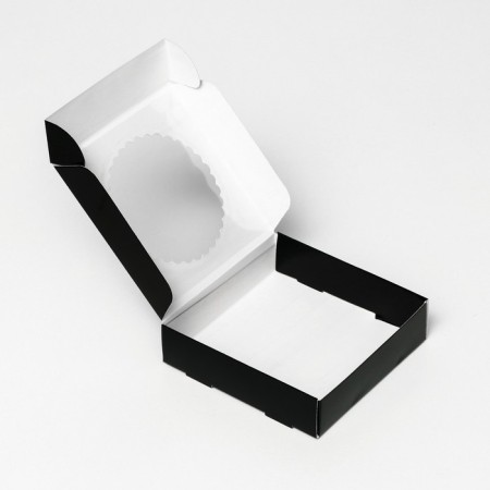 Gift box of the team with a window, 11.5 x 11.5 x 3 cm, black-4