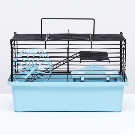 Mini cell for rodents "Pijon" No. 2, equipped, 27 x 15 x 16 cm, turquoise-12
