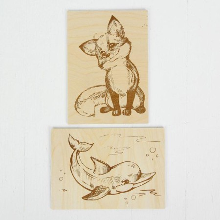 Boards for burning "dolphin and fox", 2 pcs.-1