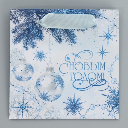 Laminated square "Snowflakes", 14 x 14 x 9 cm, New Year-6