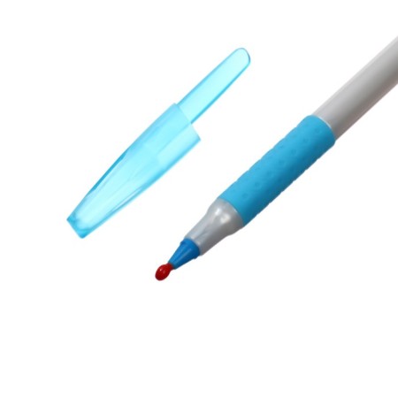 Ballic handle 0.7 mm, blue rod, white body with a rubber holder and cap, mix-2
