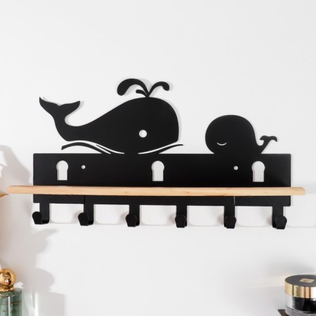 Decorative metal hooks "Kit and kitsok" black 22x9.5x37 cm-2