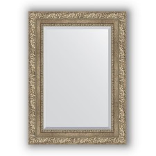 Mirror with fake in the baguette frame - Antique silver vignette 85 mm, 55 x 75 cm, evoForm