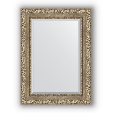Mirror with fake in the baguette frame - Antique silver vignette 85 mm, 55 x 75 cm, evoForm
