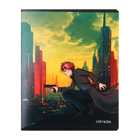 Notebook 48 sheets, in a cage, "anime and megalopolis", cover shaking cardboard, twin-lak, UV-lak, 5 designs, mix-2