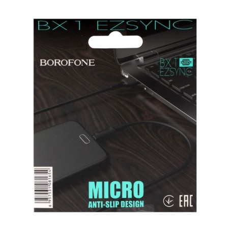 Borofone bx1, microUSB - USB, 2.4 A, 1 m, PVC braid, black-6