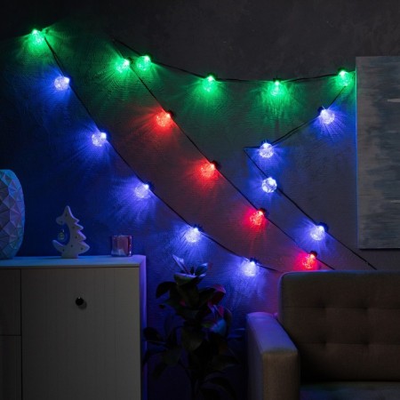 Smart garland “thread” 6 m with nozzles “Called Balls”, IP20, Dark Thread, 20 LED, GOLD RGB, USB-3