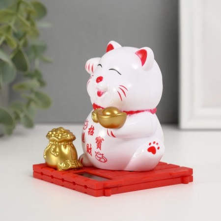Plastic Plastic "White Mani-Neko with an ingot of Yamba" 8x8x8.5 cm-5