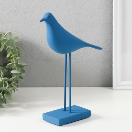 Polystone souvenir "Bird - long paws" bright blue 22x15 cm-1