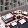 Set of desktop Bestar Platon, of wood, 11 objects, double tray, red tree