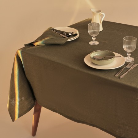 Scarlet with embroidery SL Home New Year 140x220cm, flax 100%, 265 g/m2-1