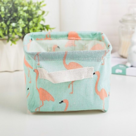 Storage basket with “flamingos” handles, 20.2 × 17 × 13 cm, blue color-1