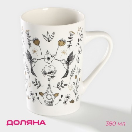 Porcelain share mug "Hummingbird", 380 ml, white color