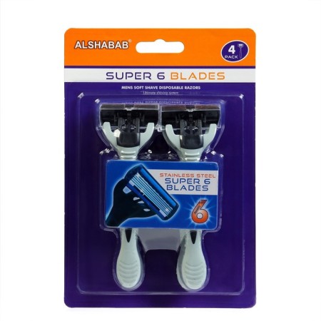 Set of disposable razor machines, 4 pcs 6 blades