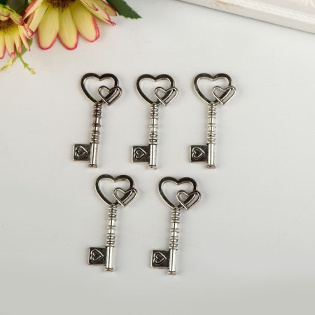 Metal decor "Key with a heart" 4.6x2 cm-2