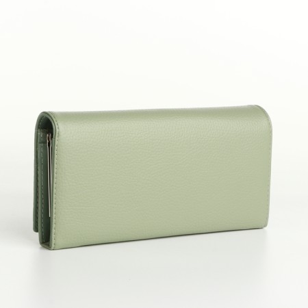 Women's wallet on magnets, green color-1