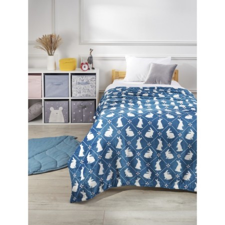 Guten Morgen White Rabbit, size 200x220 cm, blue color-1
