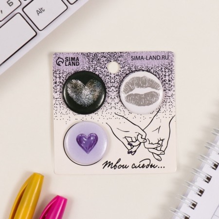 Icons sunset set 3 pcs d = 25 mm "heart prints" 7x7 cm-1