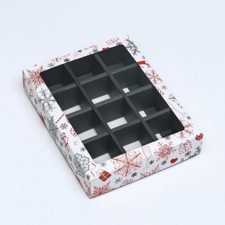 New Year. Box for 12 sweets "Gifts", 19 x 15 x 3.6 cm, confectionery packaging-2