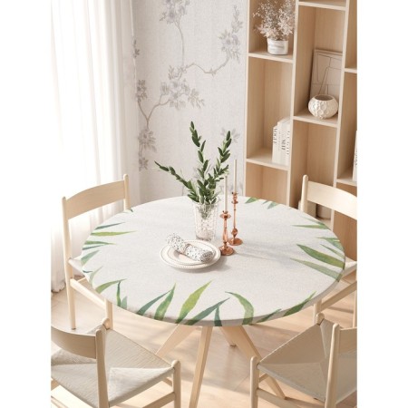 Grinding tablecloth "Watercolor tropical foliage", round, oxford, elastic band, size 140x140 cm, diameter 105-120 cm-2
