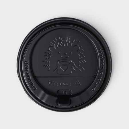 Plastic disposable lid for a glass black, with a valve, d = 9 cm-1