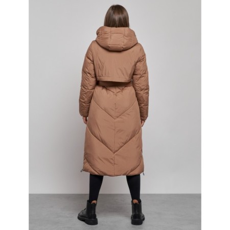 Coat insulated winter female, size 42, brown color-3