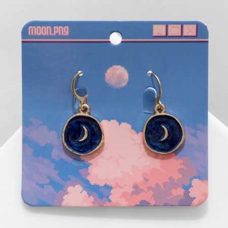 Earms Emal "Art" crescent, blue color in gold
