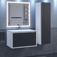 Тумба под раковину Uperwood Next подвесная, 70 см, белая/графит, 1 ящик